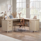 Sauder 94"W Whitaker Point L-Desk - Natural Maple-   Spacious work surface for laptop, notepads, lamp, etc