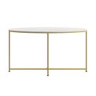 Flash Furniture Hampstead Collection Coffee Table with Matte Gold Frame - White-White Laminate Finish