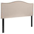 Flash Furniture Lexington Upholstered Full Size Headboard with Accent Nail Trim - Beige Fabric-Panel Headboard with Arched Top
