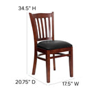 Flash Furniture HERCULES Series Vertical Slat Back Mahogany Wood Restaurant Chair - Black Vinyl Seat-Mortise and Tenon Style Construction with metal wood screw reinforcements