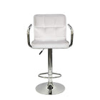 Nicer Furniture Hexagrid Swivel Hydraulic Bar Stool with Arms - White - 2 Pack-Set of 2 contemporary stools, upholstered in durable polyurethane leatherette.