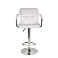 Nicer Furniture Hexagrid Swivel Hydraulic Bar Stool with Arms - White - 2 Pack-Set of 2 contemporary stools, upholstered in durable polyurethane leatherette.