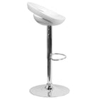 Flash Furniture Contemporary Plastic Adjustable Height Barstool with Rounded Cutout Back & Chrome Base - White - 2 Pack-Rounded Low Back Design