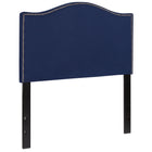 Flash Furniture - Tête de lit Lexington à une place rembourrée avec garniture pour clous décoratifs en tissu marine-Tête de lit à panneau avec dessus arqué