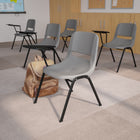 Flash Furniture Grey Ergonomic Shell Chair with Right Handed Flip-Up Tablet Arm-Grey Plastic Seat and Back