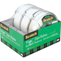 Scotch Magic Tape with Dispenser - 19mm x 32.9m - 3 Pack-Non-yellowing tape disappears when applied, and stays invisible over time