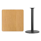 Flash Furniture 36'' Square Laminate Table Top, Natural with 24'' Round Bar-Height Table Base (XUNT3636TR24B)-Natural Laminate Top