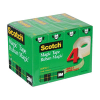 Scotch Magic Tape, 19 mm x 25 m, Boxed, 4/Pack-Non-yellowing tape disappears when applied, and stays invisible over time