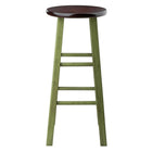 Winsome Wood Ivy 29" Bar Stool Rustic Green with Walnut Seat (64230)-Made of Solid Wood