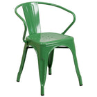 30'' Round Green Metal Indoor-Outdoor Table Set with 2 Arm Chairs (CH-51090TH-2-18ARM-GN-GG)-4