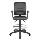 Nicer Interior Multi-Function PU Drafting Chair - Adjustable Arms - Black-Back angle lock allows the back to lock throughout the angle range for perfect back support