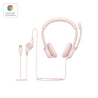 Logitech H390 Casque Stéréo Filaire pour PC/Ordinateur Portable avec Microphone Antibruit -  Rose-Confort Rembourré : Les écouteurs confortables avec bandeau réglable sont dotés de coussinets d'oreille en similicuir pivotants pour des heures de confort et sont faciles à nettoyer