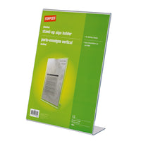 Staples Slanted Acrylic Desktop Sign Holders, 8 1/2" x 11", 4 Pack-Transparent sign holder made of durable, clear plastic