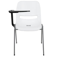 Flash Furniture Ergonomic Shell Chair with Right Handed Flip-Up Tablet Arm - White - 5 Pack-Set of 5 Multipurpose Tablet Arm Chairs