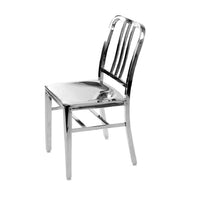 Nicer Furniture Stainless Steel Navy Side Chair-Curved seat, designed to accommodate long hours of use without physical strain.