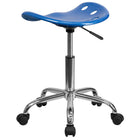 Flash Furniture Vibrant Bright Blue Tractor Seat & Chrome Stool-High Density Polymer Construction