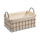 Truu Design Wire Storage Baskets with Canvas Lining, Set of 3, 11. 5 x 16.5 inches, Black-Comes with a removable liner that is made of 100% cotton