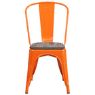 Flash Furniture Orange Metal Stackable Chair with Wood Seat-Set of 4 Stackable Bistro Style Chairs