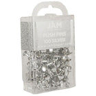 JAM Paper Push Pins, Shiny Silver Pushpins, 3 Packs of 100, 300 Total (222419054g)-Finish: Smooth