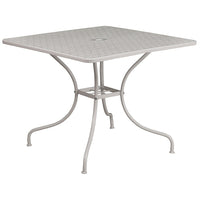 Flash Furniture 35.5" Square Light Grey Indoor-Outdoor Steel Patio Table-Patio Table