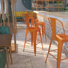 Flash Furniture 30" High Orange Metal Indoor-Outdoor Barstool with Back-Black-Antique Gold Powder Coat Finish