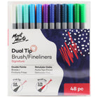 Mont Marte Dual-Tip Markers - Brush/Fineliner Tip - 48 Assorted Colours-48 Dual tip markers