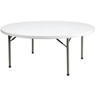 Flash Furniture 72" Round Granite Plastic Folding Table, White-Ready To Use Commercial Table