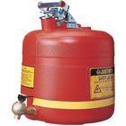 Justrite Laboratory Safety Cans in Steel & Polyethylene, Polyethylene Shelf Can-Self-closing faucets offer controlled dispensing of hazardous liquids
