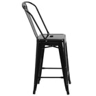 Flash Furniture 24" High Black Metal Indoor-Outdoor Counter Height Stool with Back-Stacks up to 8 Chairs High