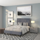 Flash Furniture Roxbury Full Size Tufted Upholstered Platform Bed - Light Grey Fabric-Light Grey Fabric Upholstery