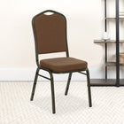 Flash Furniture HERCULES Series Crown Back Stacking Banquet Chair in Coffee Fabric - Gold Vein Frame-Upholstered Seat and Back
