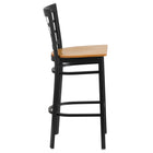 Flash Furniture HERCULES Series Black Window Back Metal Restaurant Barstool - Natural Wood Seat - 2 Pack-Natural Finished Wood Seat