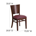 Flash Furniture – Chaise de restaurant Lacey en bois, dossier plein, noyer, siège en vinyle bourgogne (XUDGW094WALBGV)-Construction en bois de hêtre massif européen