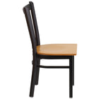 Flash Furniture HERCULES Series Black Vertical Back Metal Restaurant Chair - Natural Wood Seat - 2 Pack-Natural Finished Wood Seat
