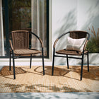 Flash Furniture Medium Brown Rattan Indoor-Outdoor Restaurant Stack Chair-10