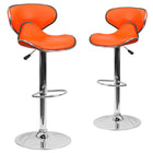 Flash Furniture Contemporary Orange Vinyl Adjustable Height Barstool with Panel Back & Chrome Base - 2 Pack-Set of 2 Contemporary Style Stools