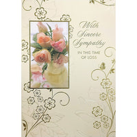 Rosedale 5-1/2" x 8" Formal With Sincere Sympathy In This Time Of Loss Greeting Cards And Envelopes, 12 Pack (17502)-Printed on premium uncoated card stock