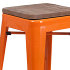 Flash Furniture 24" High Backless Orange Metal Counter Height Stool with Square Wood Seat-500 lb. Weight Capacity