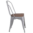Flash Furniture Silver Metal Stackable Chair with Wood Seat-Stack Quantity: 8
