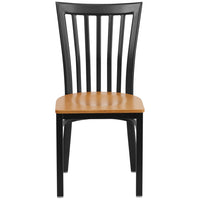 Flash Furniture HERCULES Series Black School House Back Metal Restaurant Chair - Natural Wood Seat - 2 Pack-Set of 2 Metal Dining Chairs