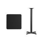 Flash Furniture 24'' Square Laminate Table Top, Black with 22'' x 22'' Bar-Height Table Base (XUBK2424T2222B)-Bar Height Hospitality Table
