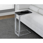 Monarch Specialties 3137 Accent Table - Black Top/Silver Metal-Sleek and polished grey chrome metal base