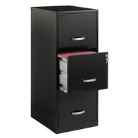 Office Designs 18" Deep Vertical File Cabinet - 3 Drawer - Black-Heavy-duty 3-piece, ball-bearing slide suspension for drawers that glide smoothly