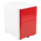 Flash Furniture Modern 3-Drawer Mobile Locking Filing Cabinet with Anti-Tilt Mechanism & Letter/Legal Drawer - White/Red-Smooth surface drawers with side handles