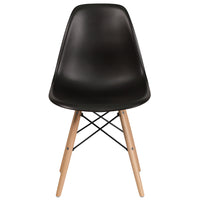 Flash Furniture Elon Series Black Plastic Chair with Wooden Legs-Accent Side Chair