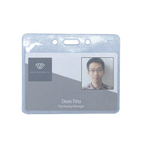 Beslayn Horizontal Heavy Duty Vinyl ID Badge Holder with Thumb Notch, 3-3/8" x 2-3/8", Clear, 100 Pack-Flexible clear heavyweight vinyl for everyday use
