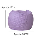 Flash Furniture Small Lavender Dot Kids Bean Bag Chair-Spot Clean with Damp Cloth