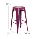 Flash Furniture 30" High Backless Purple Indoor-Outdoor Barstool-Drain Hole in Seat