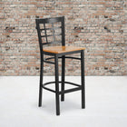 Flash Furniture HERCULES Series Black Window Back Metal Restaurant Barstool - Natural Wood Seat - 2 Pack-Welded Joint Assembly