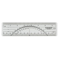 C-THRU Metric Protractor Ruler with 1:500 and 1:1000 Scale, 15cm/6”, 12 Pack-Laminated for durability